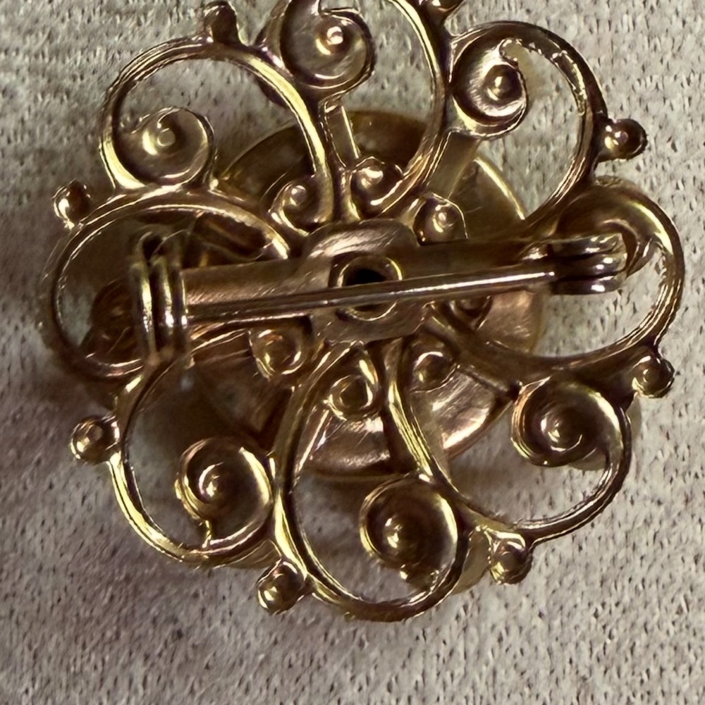 Vintage Cameo Brooch with Gold and Black Accents - Picture 2 of 2